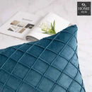 PACK OF 2 VELVET PLEATED SQUARE CUSHION - LAKE BLUE