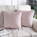 PACK OF 2 VELVET PLEATED SQUARE CUSHION - PEACH