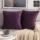 PACK OF 2 VELVET PLEATED SQUARE CUSHION - PLUM