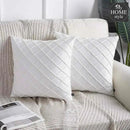 PACK OF 2 VELVET PLEATED SQUARE CUSHION - WHITE