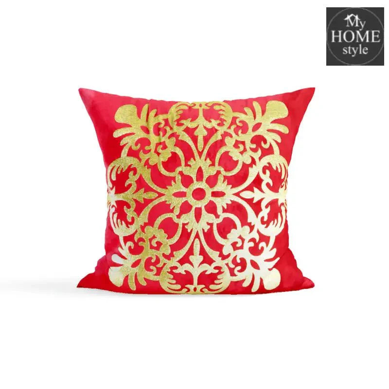 PACK OF 2 VELVET SHOCKING PINK CUSHION COVER WITH GOLDEN MOTIF
