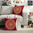 PAIR OF RED VELVET CUSHIONS