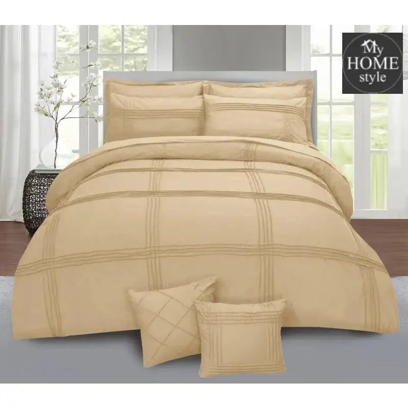 Pleated Duvet Set 8 pieces in Beige Color