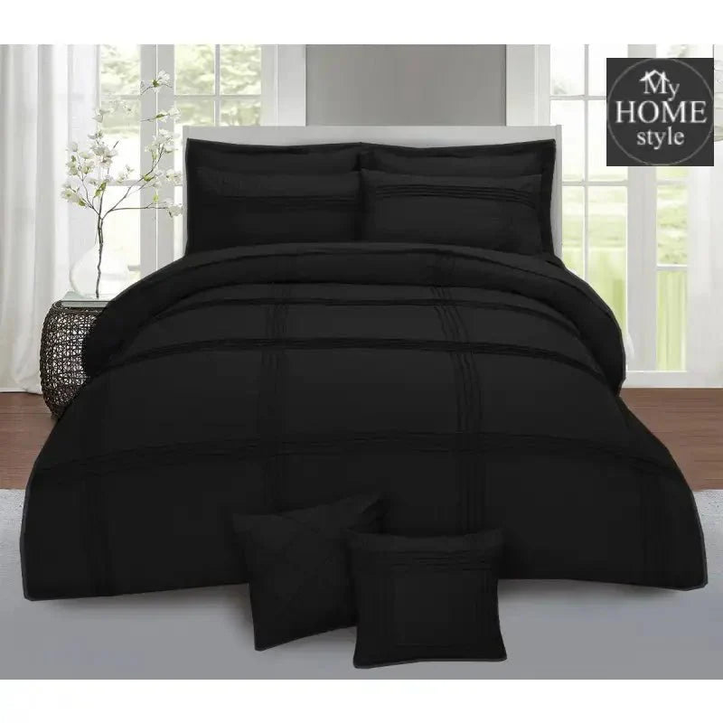 Pleated Duvet Set 8 pieces in Black Color