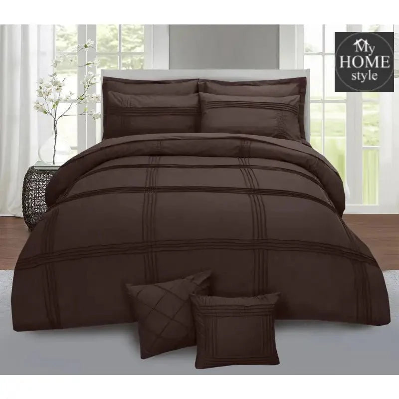 Pleated Duvet Set 8 pieces in Brown Color