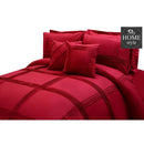 Pleated Duvet Set 8 pieces in Maroon  Color