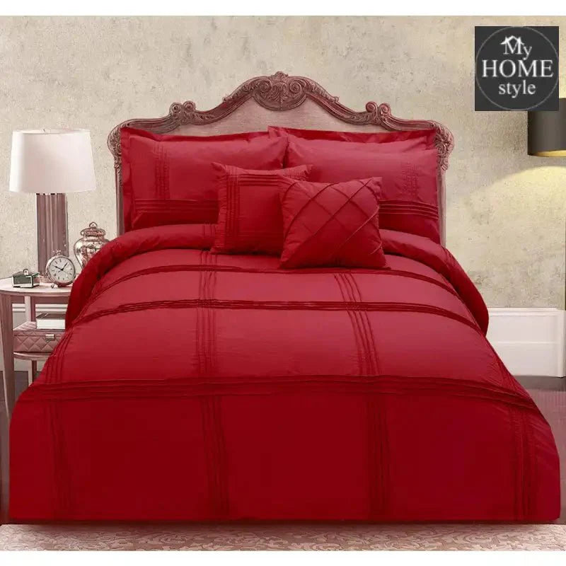 Pleated Duvet Set 8 pieces in Maroon  Color