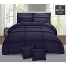Pleated Duvet Set 8 pieces in Navy Blue Color
