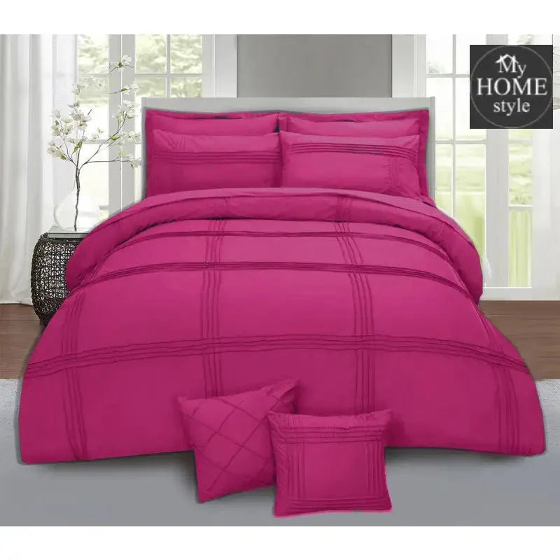 Pleated Duvet Set 8 pieces in Shocking Pink Color