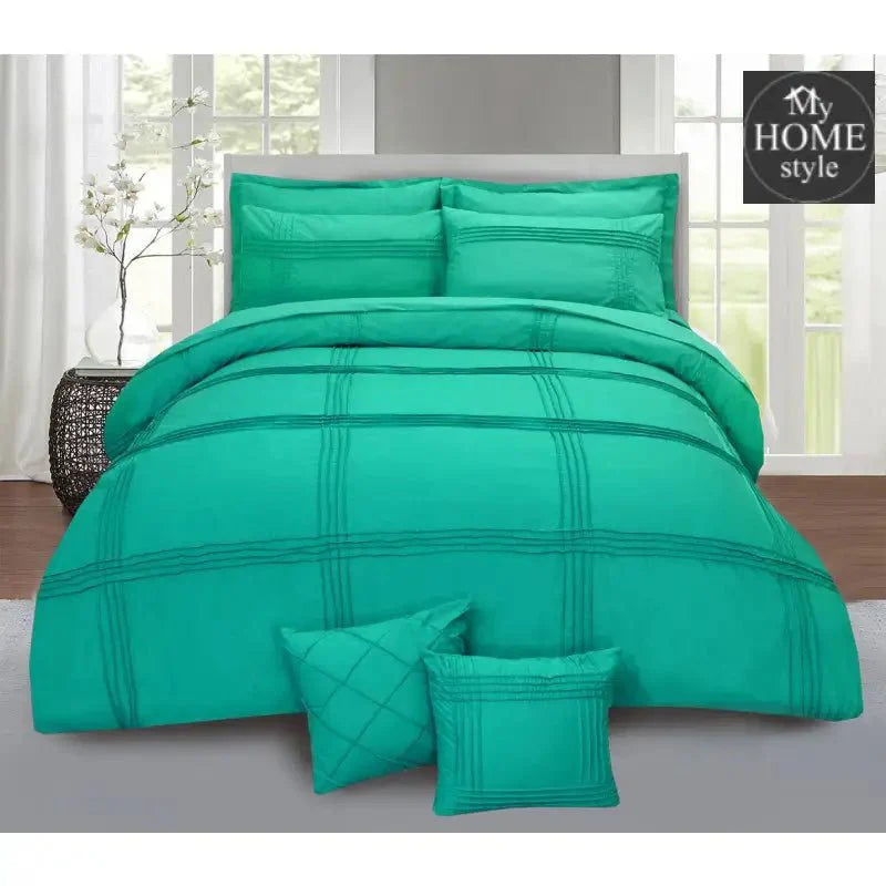 Pleated Duvet Set 8 pieces in Teal Color