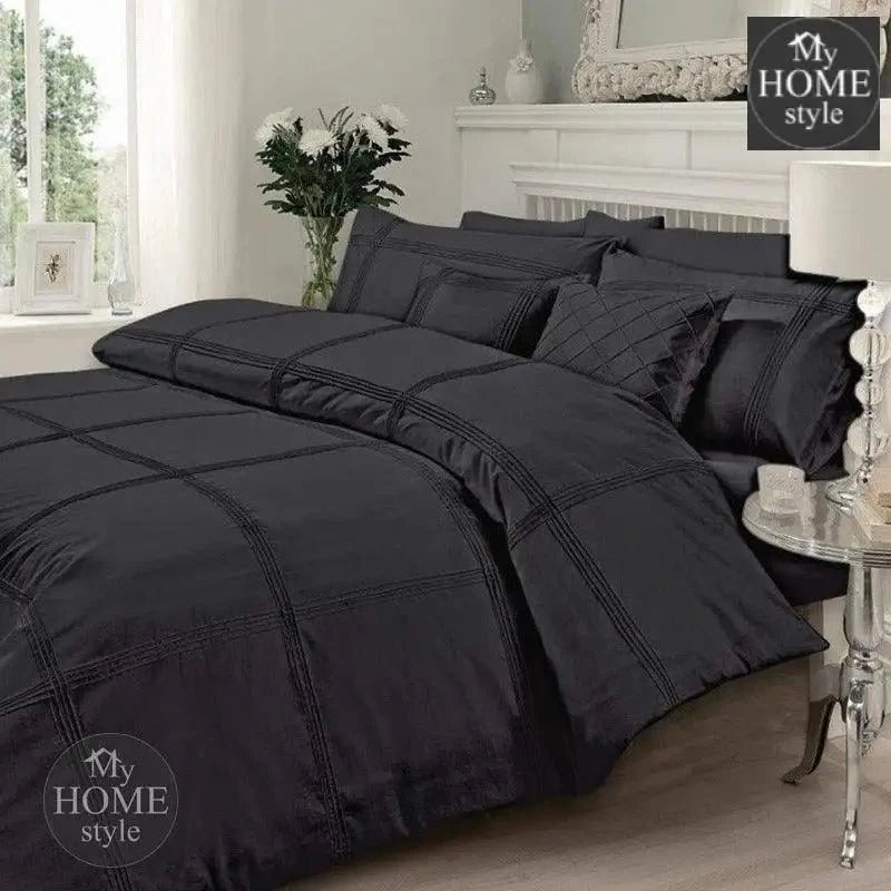 Pleated Duvet Set in Black Color