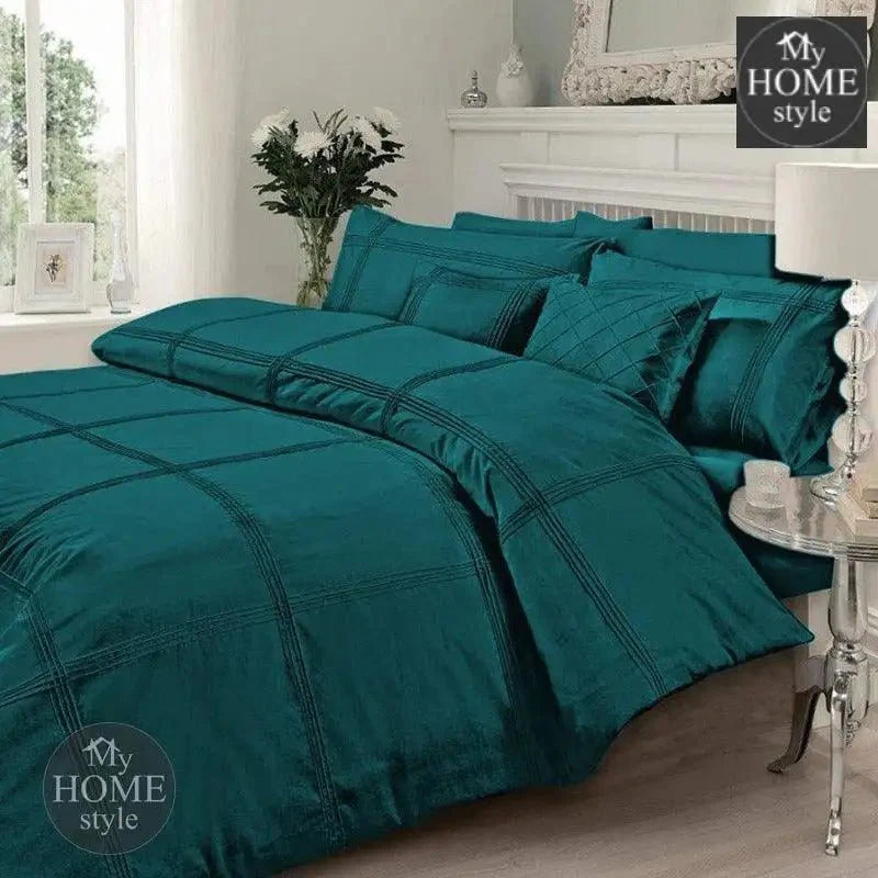 Pleated Duvet Set in Teal Color