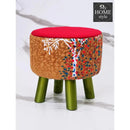 Printed Wooden stool round shape-1124
