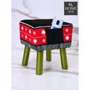 Printed Wooden stool Square shape With Pocket -1121