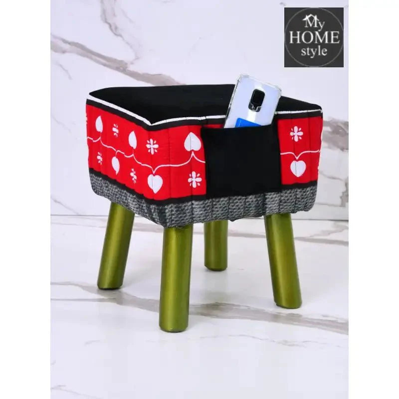 Printed Wooden stool Square shape With Pocket -1121