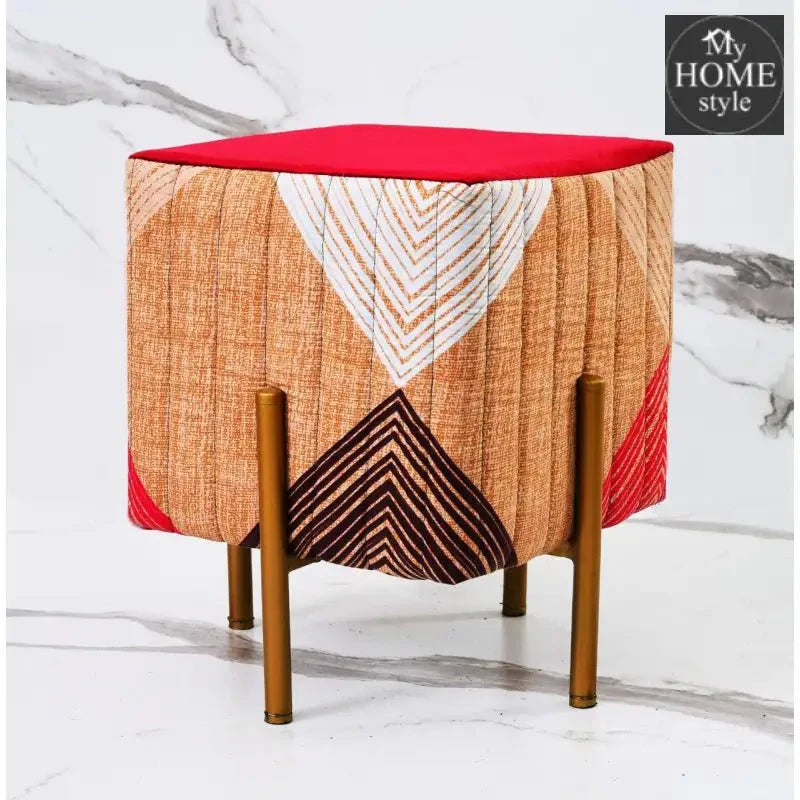 Printed Wooden stool Square shape With Steel Stand-1122