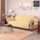 Quilted Sofa covers Non-slip W/Piping Beige With Pockets