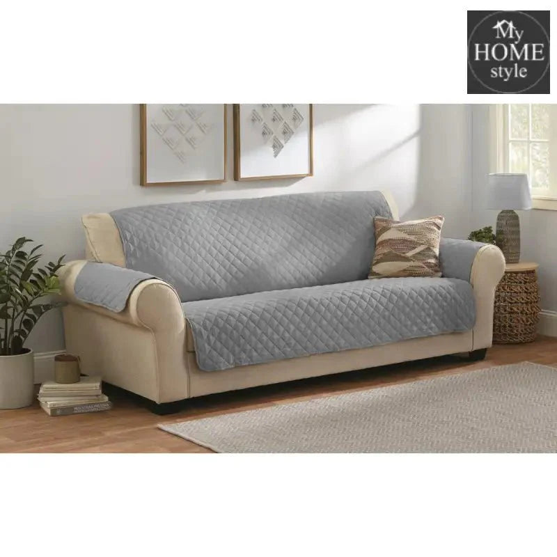 Quilted Sofa covers Non-slip W/Piping Grey