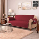 Quilted Sofa covers Non-slip W/Piping Maroon With Pockets