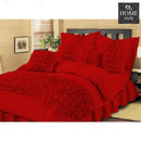 Red Embellished ruffled Comforter set 8 PC's