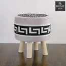 Round Wooden Stool Grey/Black-578