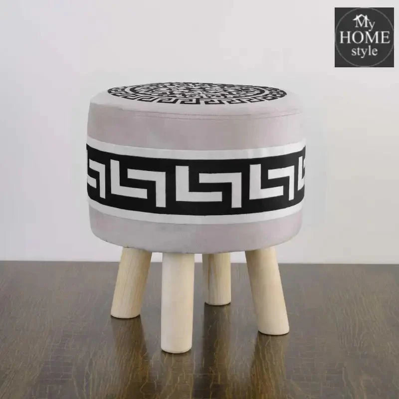 Round Wooden Stool Grey/Black-578
