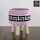 Round Wooden Stool Purple/Black-577