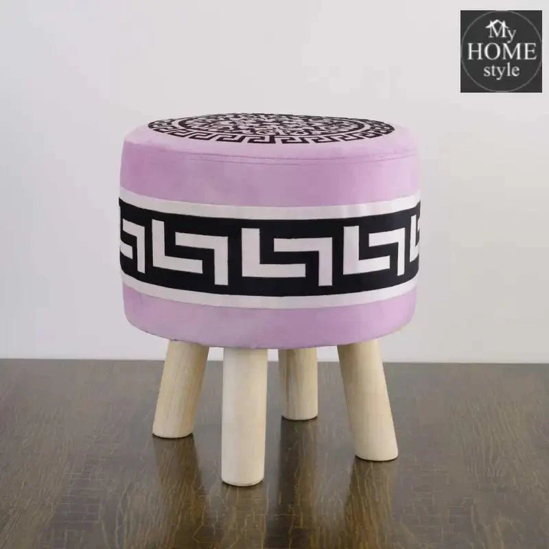 Round Wooden Stool Purple/Black-577