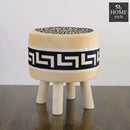 Round Wooden Stool Yellow/Black-579