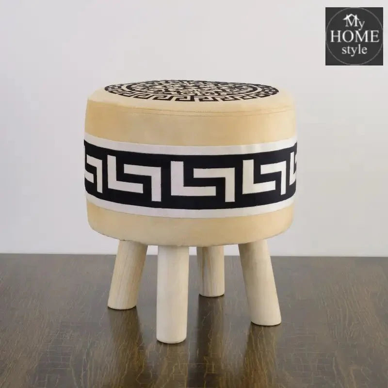 Round Wooden Stool Yellow/Black-579