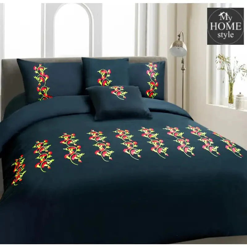 Ruzzana Embroidered Flower 6 Pc's Duvet Set
