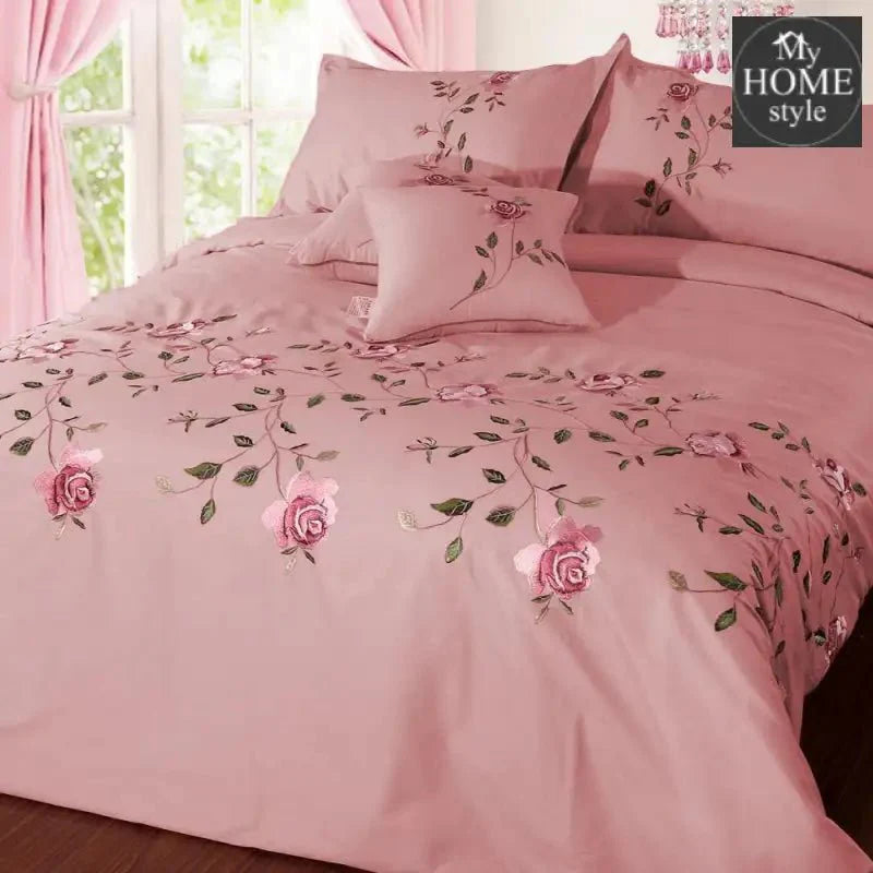 Ruzzana Flower Duvet Set 6 Pc's Tea Pink