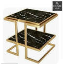 Square 2-Tier Sofa Side Table | Morden Sofa Corner Table | Creative Gold Metal Base