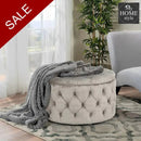 Velvet Round Ottoman Storage Bench - 1259