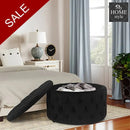 Velvet Round Ottoman Storage Bench - 1259