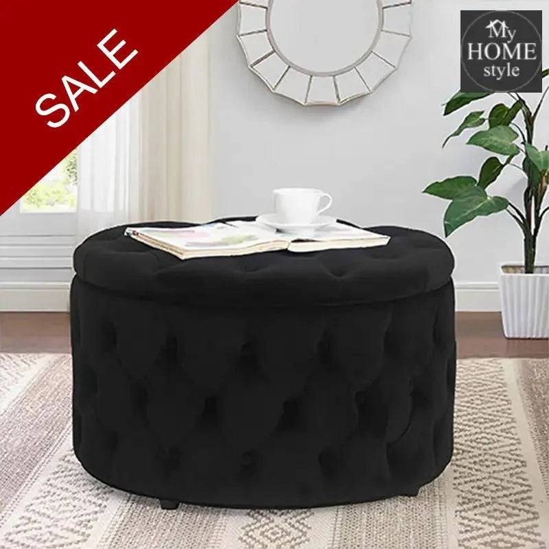 Velvet Round Ottoman Storage Bench - 1259