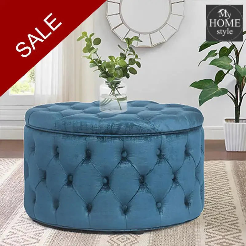 Velvet Round Ottoman Storage Bench - 1259