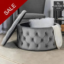 Velvet Round Ottoman Storage Bench - 1259