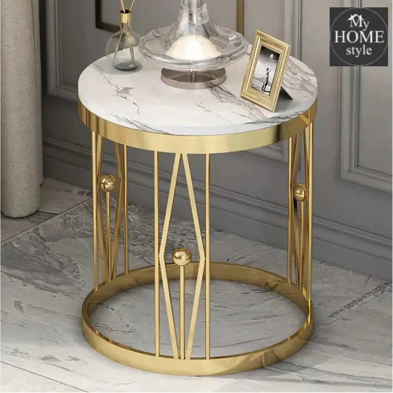 White MDF Top Coffee/Side Table With Satin Gold