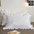 White With Ruffles & Pleating Duvet Set - 6 Pieces