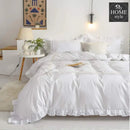 White With Ruffles & Pleating Duvet Set - 6 Pieces