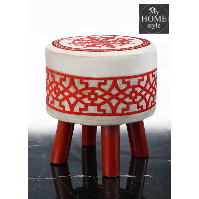 Wooden Round Stool WIth Embroidery -1048