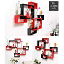 Wooden Shelf floating shelves 6 Tier Black & Red