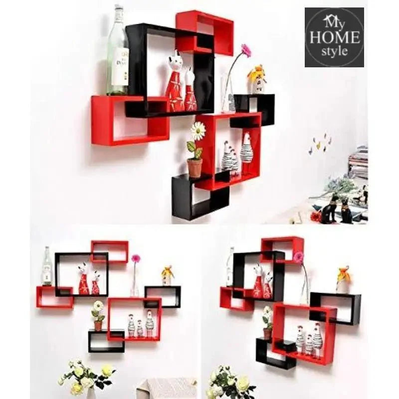 Wooden Shelf floating shelves 6 Tier Black & Red