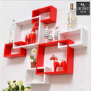 Wooden Shelf floating shelves 6 Tier White & Red