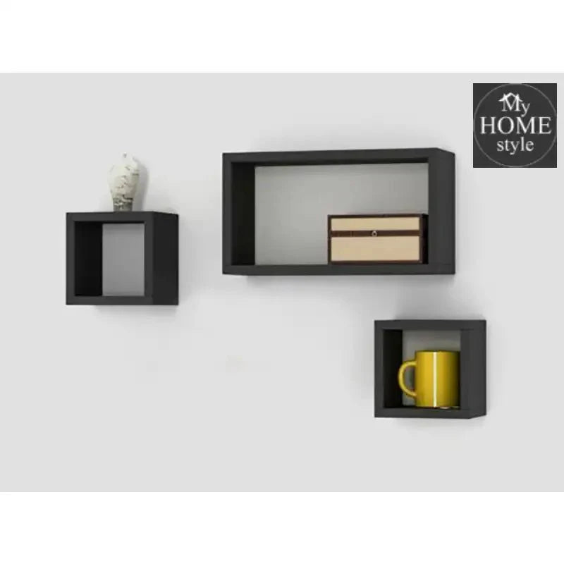 Wooden Shelves 3 pcs Black