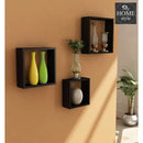 Wooden Shelves Black 3 pcs