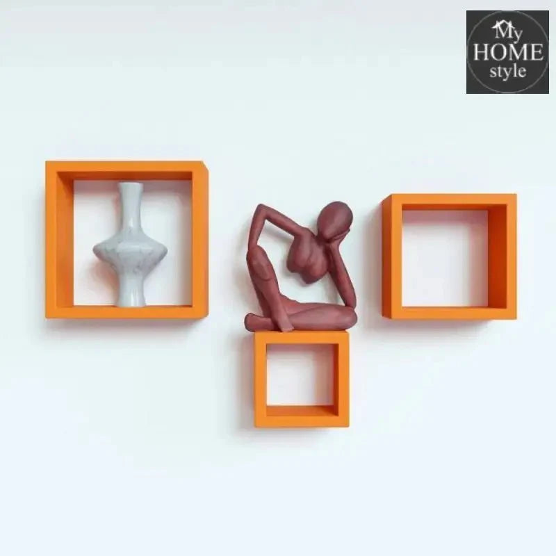Wooden Shelves Orange 3 pcs set