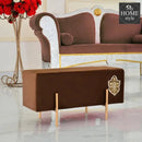 Wooden stool 2 Seater Embroidered With Steel Stand -352