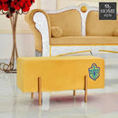Wooden stool 2 Seater Embroidered With Steel Stand -353